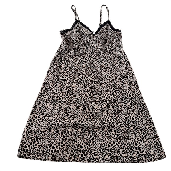 Rene Rofe Other - Rene Rofe Leopard Print Lace Trim Chemise Nightgown Sleepwear Lingerie Tan Sz M